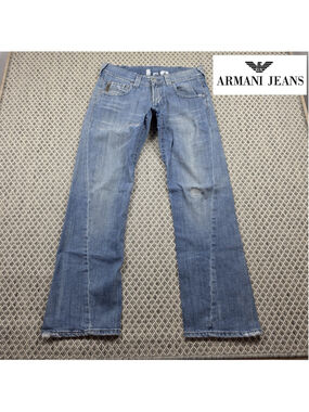 Armani Jeans Women’s Comfort Fit Bootcut Distressed Blue Jeans Size 30 Italy